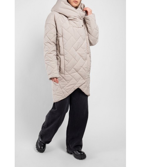 Женская куртка пуховик средней длины молочный Modna KAZKA MKAB6026-11 44