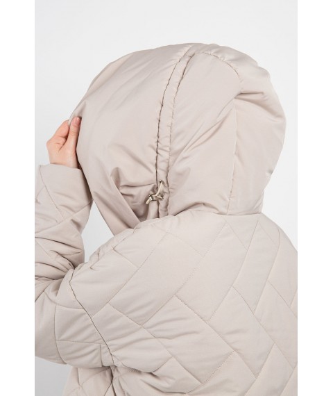 Женская куртка пуховик средней длины молочный Modna KAZKA MKAB6026-11 44