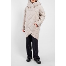 Женская куртка пуховик средней длины молочный Modna KAZKA MKAB6026-11 50