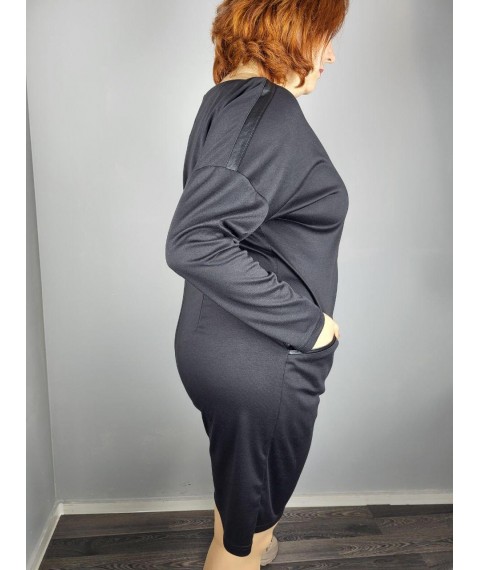 Платье женское за колено демисезонное черное Modna KAZKA MKAD6954-1 46