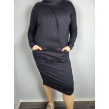 Платье женское дизайнерское демисезонное миди черное Modna KAZKA Mira MKAD6960-1 48