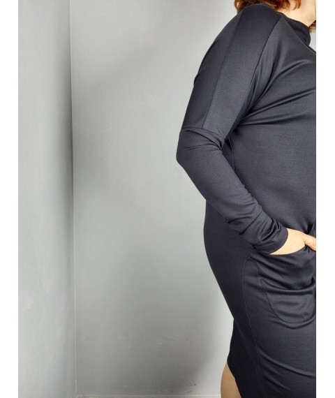 Платье женское дизайнерское демисезонное миди черное Modna KAZKA Mira MKAD6960-1 50