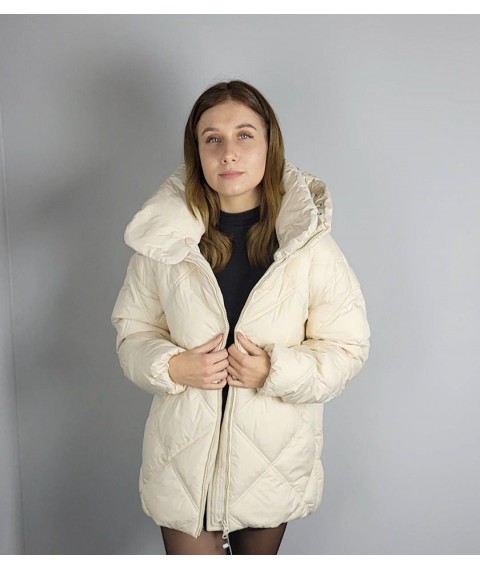 Куртка женская стеганая длинная зимняя жемчужная Modna KAZKA MKASAI09-3 46
