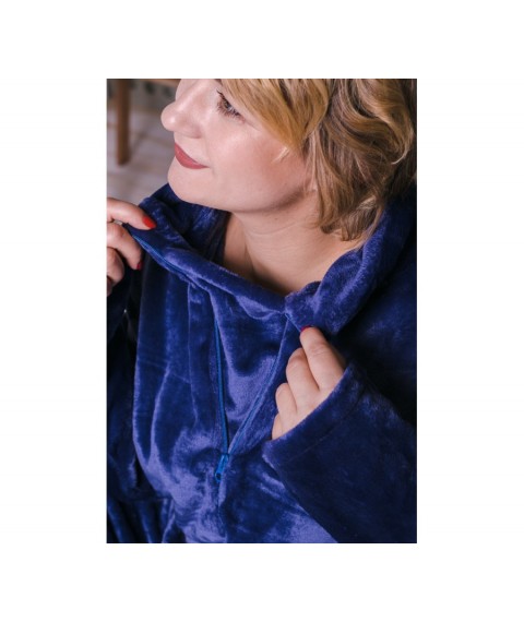 Пижама женская велюровая однотонная теплая синяя Modna KAZKA MKLNF347
