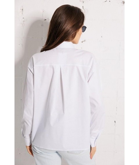 Рубашка женская базовая оверсайз с пуговицами белая Modna KAZKA MKAR46699