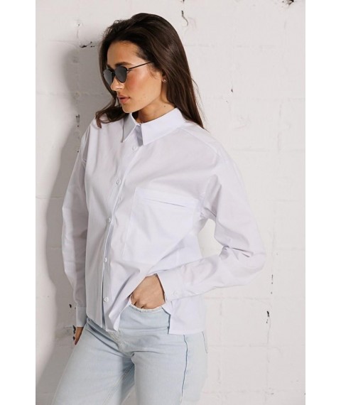 Рубашка женская базовая оверсайз с пуговицами белая Modna KAZKA MKAR46699-1