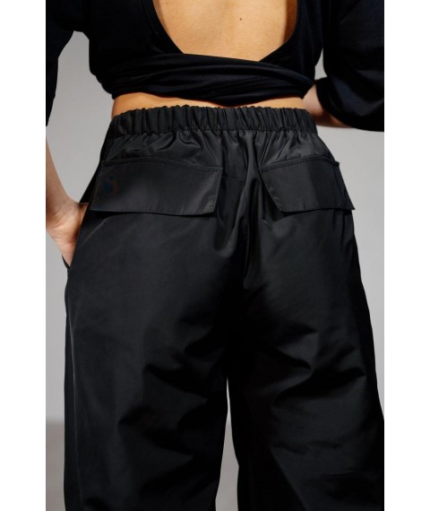 Брюки-карго женские оверсайз с карманами черные Modna KAZKA MKAZ6412-1