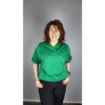 Рубашка женская базовая коттоновая с пуговицами на стойку изумрудная Modna KAZKA MKAD7479-08 50