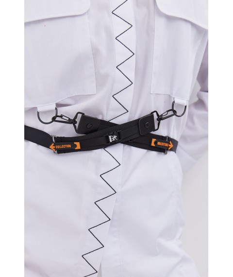 Рубашка женская оригинальная стильная оверсайз с карманами белая Modna KAZKA MKRM2404-22DB