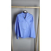 Рубашка женская базовая коттоновая голубая Modna KAZKA MKAD7549-1 44