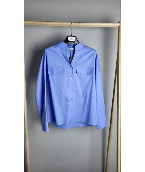 Рубашка женская базовая коттоновая голубая Modna KAZKA MKAD7549-1 48