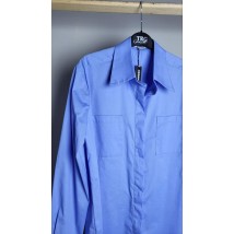 Рубашка женская базовая коттоновая прямая голубая Modna KAZKA MKAD7548-1