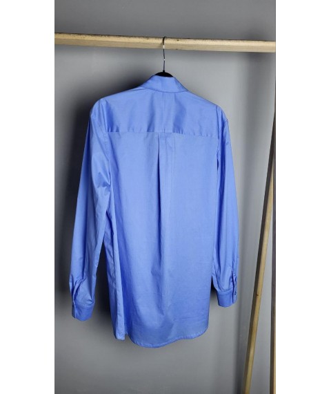 Рубашка женская базовая коттоновая прямая голубая Modna KAZKA MKAD7548-1