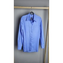 Рубашка женская базовая коттоновая прямая голубая Modna KAZKA MKAD7548-1 44