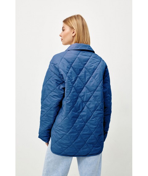 Куртка женская стеганая демисезонная синяя Modna KAZKA MKRM4075-1