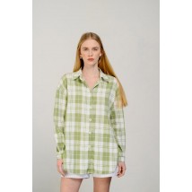Рубашка женская базовая в клетку свободного кроя зеленая Modna KAZKA MKAZ6440-2