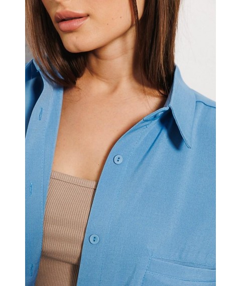 Рубашка женская удлиненная оверсайз голубая Modna KAZKA MKAR46731-1