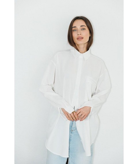 Рубашка женская удлиненная оверсайз молочная Modna KAZKA MKAR46731-3 ONESIZE