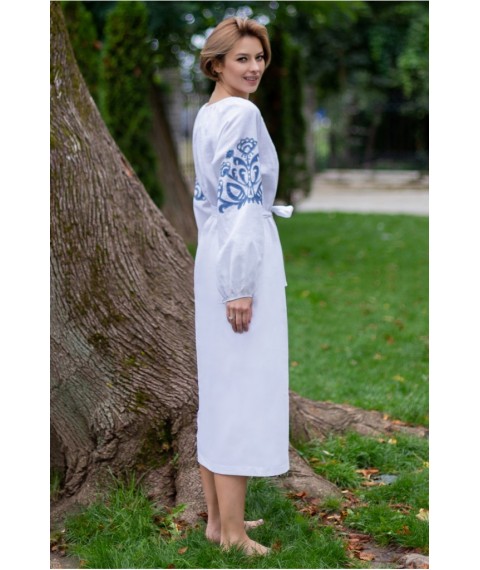 Платье-вышиванка женское миди с орнаментом молочное Modna KAZKA MKV109/171
