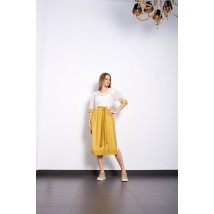 Женское летнее платье шелковое желто-белое дизайнерское нарядное Modna KAZKA Иннеса МКPRinnessa 52