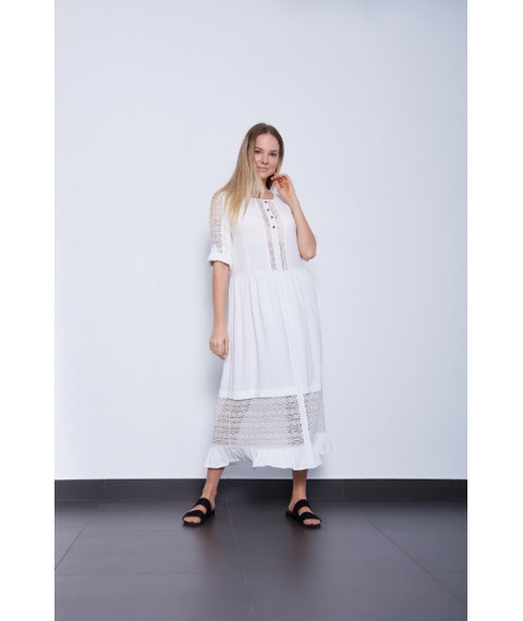 Платье женское летнее молочное Modna KAZKA дизайнерская Мелания MKPR1191 56