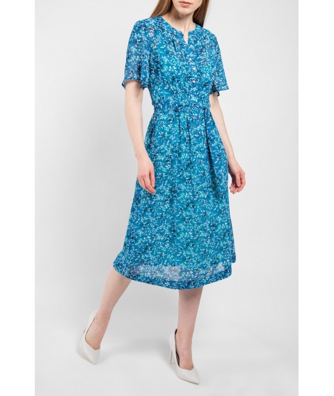 Женское летнее платье голубое в цветочек дизайнерское шелковое Modna KAZKA Дженифер MKPR22569 50