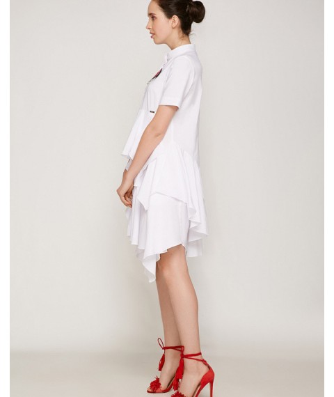 Платье женское летнее белое с отрезной юбкой дизайнерское Modna KAZKA Емодзи MKSH2181-1 46