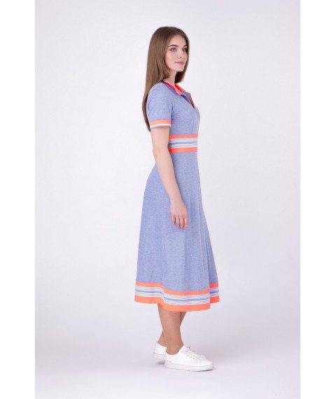 Платье летнее с довязами голубое трикотажное миди Modna KAZKA MKRM1981-1 40