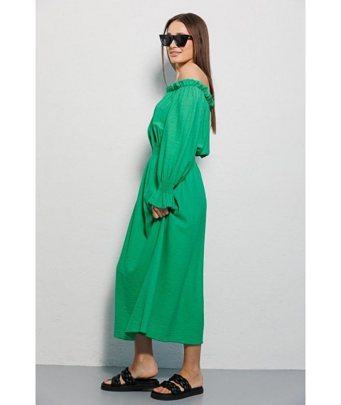 Платье женское летнее с открытыми плечами макси зеленое Modna KAZKA MKAR69037-1
