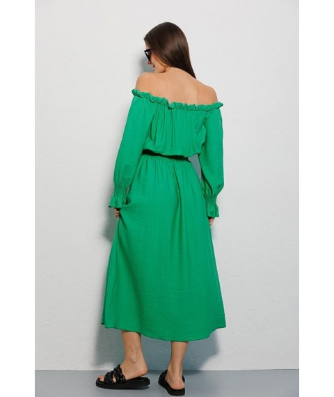 Платье женское летнее с открытыми плечами макси зеленое Modna KAZKA MKAR69037-1