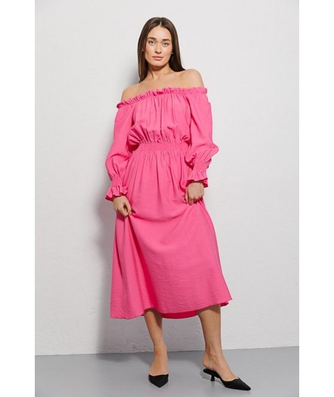 Платье женское летнее с открытыми плечами макси розовое Modna KAZKA MKAR69037-2 48