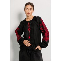 Вышиванка женская с красной вышивкой крестиком черная Modna KAZKA MKAR32896-1 42