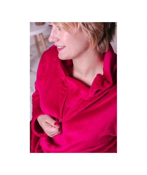Пижама женская велюровая однотонная теплая вишневая Modna KAZKA MKLNF347 46