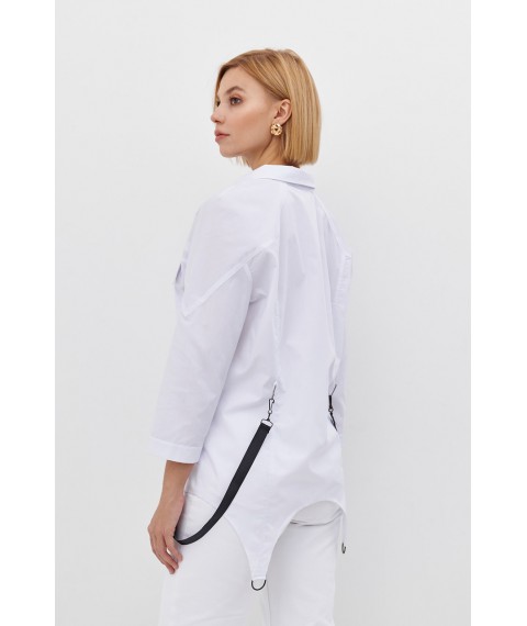 Рубашка женская оригинальная стильная оверсайз с карманами белая Modna KAZKA MKRM2404-22DB 42