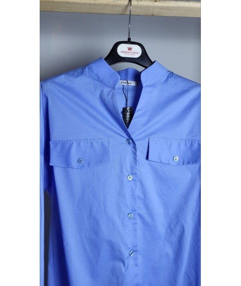 Рубашка женская базовая коттоновая голубая Modna KAZKA MKAD7549-1 46