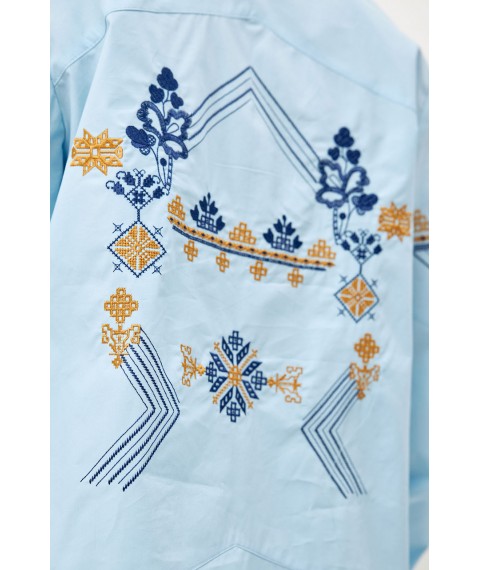 Рубашка женская патриотическая с вышивкой голубая Modna KAZKA MKRM4073-23 42