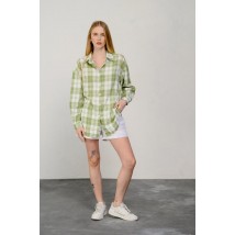 Рубашка женская базовая в клетку свободного кроя зеленая Modna KAZKA MKAZ6440-2 42