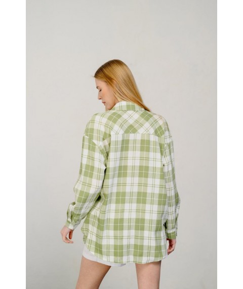 Рубашка женская базовая в клетку свободного кроя зеленая Modna KAZKA MKAZ6440-2 42