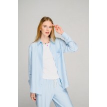 Рубашка женская льняная базовая голубая Modna KAZKA MKAZ6452-1 46