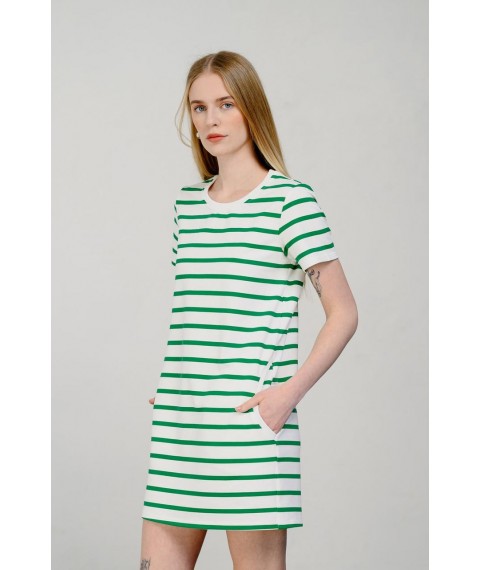Платье женское в зеленую полоску мини Modna KAZKA MKAZ6437-2