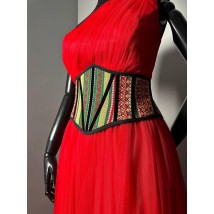 Корсет женский вышитый красный в украинском стиле Modna KAZKA MKGM104-4 46