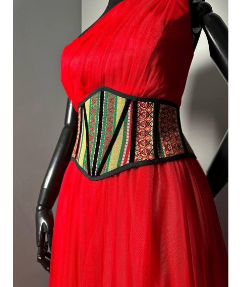 Корсет женский вышитый красный в украинском стиле Modna KAZKA MKGM104-4 44