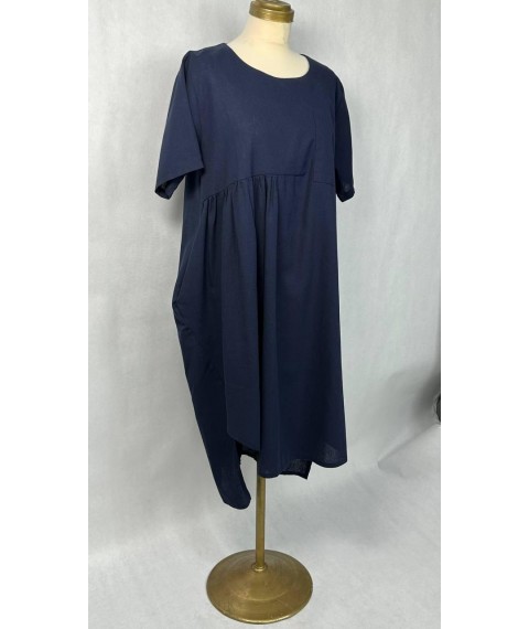 Женское синее летнее платье из льна стиле бохо Modna KAZKA MKAD6757-11 46