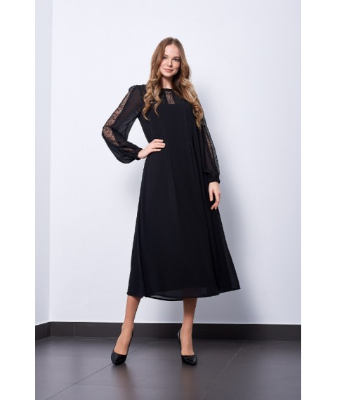 Платье женское демисезонное миди черное Фрида Modna KAZKA MKPR4082-1