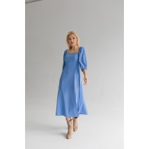 Платье женское льняное макси синее с распоркой на ноге Modna KAZKA MKBS1181-11 42
