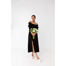 Платье льняное чёрное миди с распорками Modna KAZKA MKBS4007-1 42
