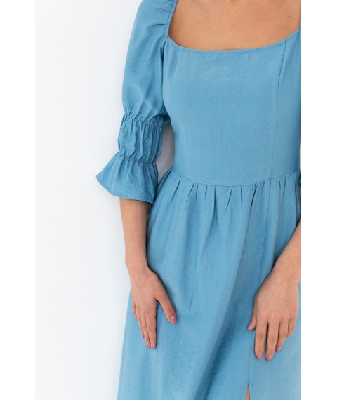 Платье льняное голубое миди с распорками Modna KAZKA MKBS4004-1
