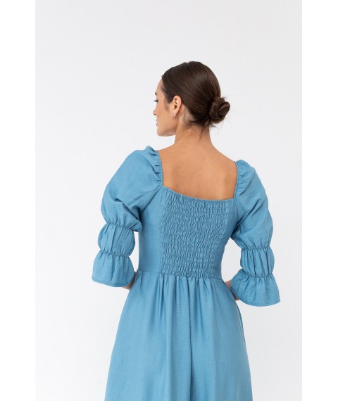 Платье льняное голубое миди с распорками Modna KAZKA MKBS4004-1