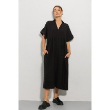 Платье женское льняное миди черное Modna KAZKA MKAR32915-4 42-44