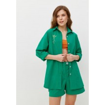 Женский костюм из рубашки и шорт льняной зелёный MODNA Kazka MKRM4092-1 42